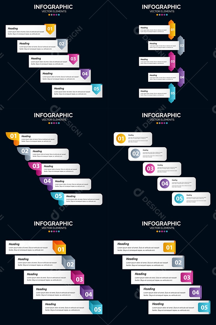 Conjunto de Infográficos Vetoriais Vetor EPS