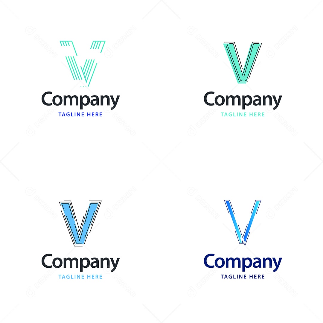 Logo V Personalizada Logotipos Modernos AI Editável