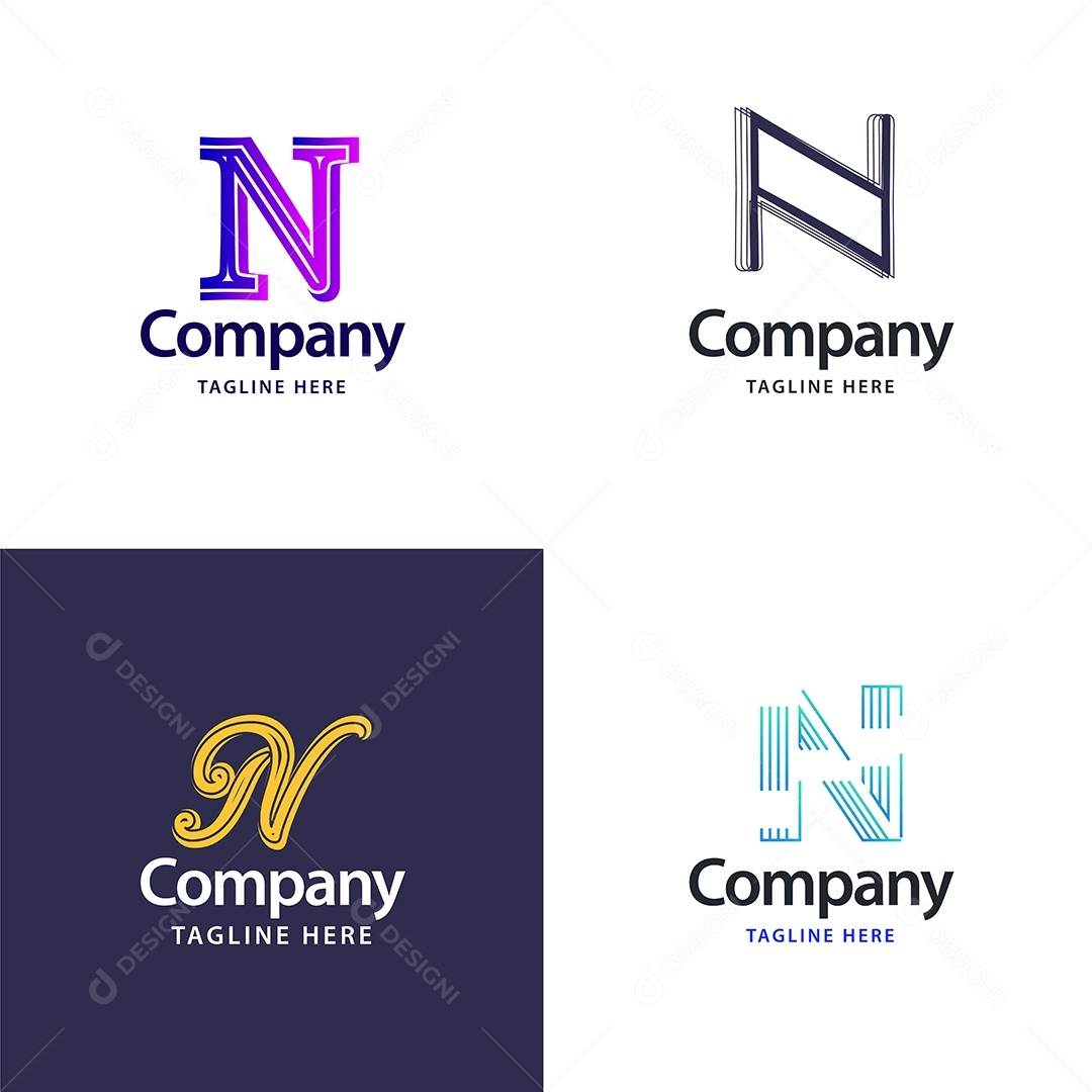 Logo N Personalizada Logotipos Modernos AI Editável
