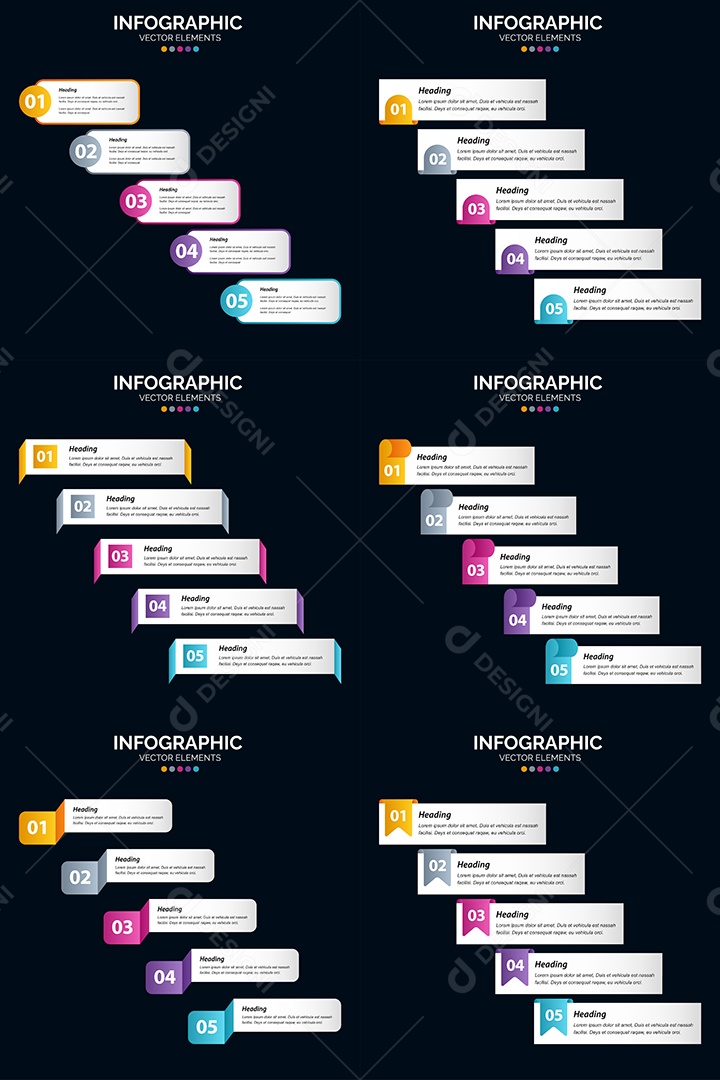 Conjunto de Infográficos Vetoriais Vetor EPS