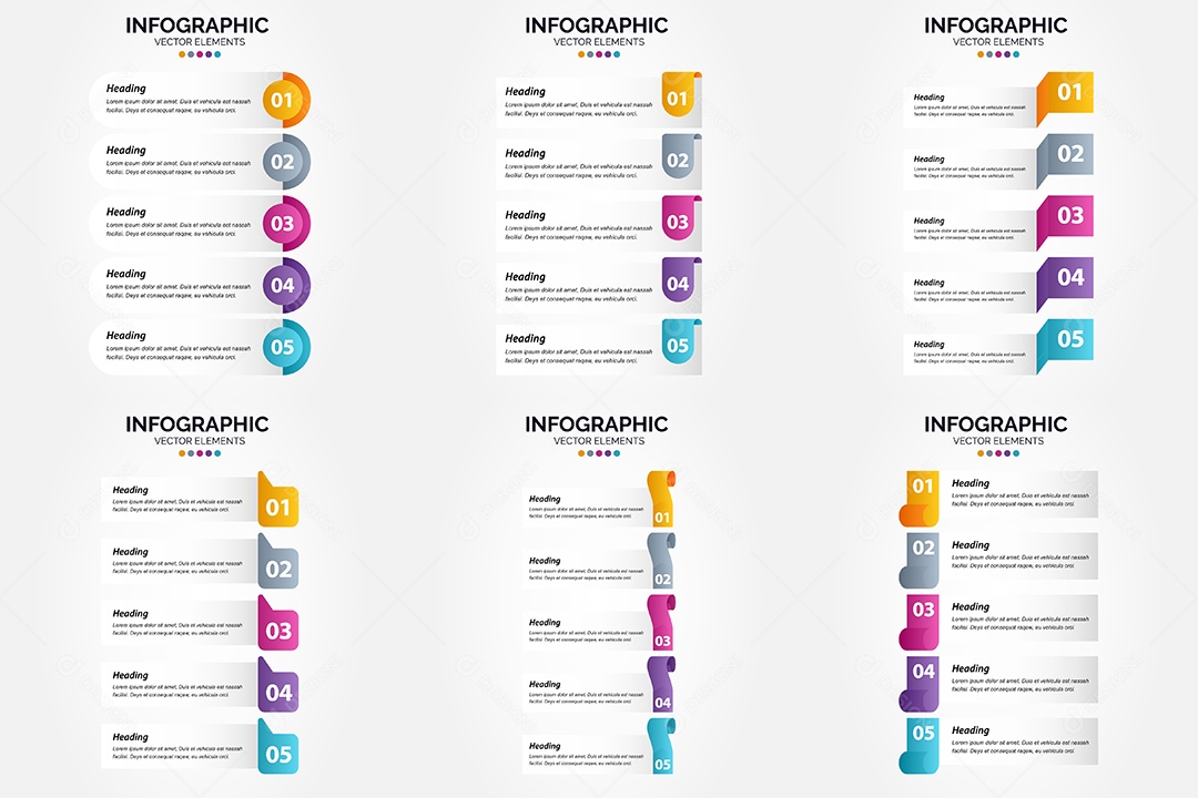 Conjunto de Infográficos Vetoriais Vetor EPS