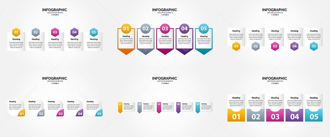 Conjunto de Infográficos Vetoriais Vetor EPS