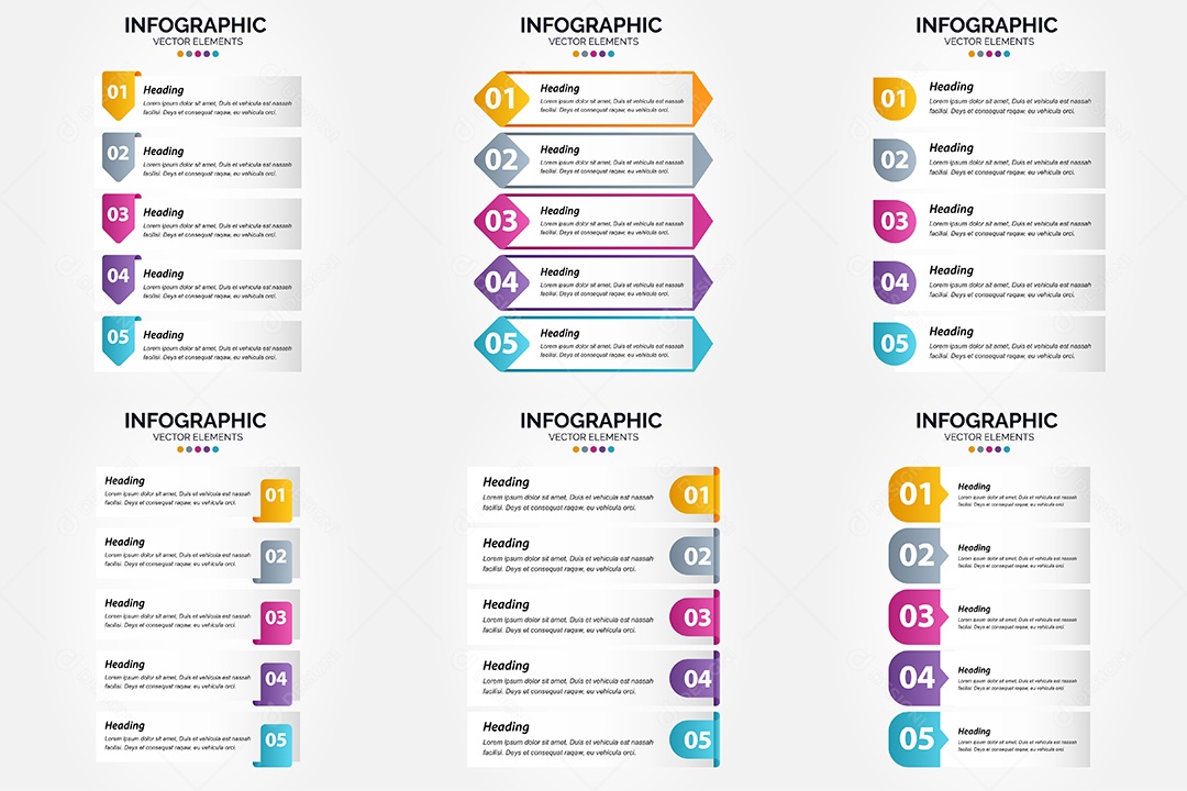 Conjunto de Infográficos Vetoriais Vetor EPS