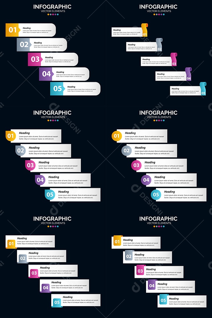 Conjunto de Infográficos Vetoriais Vetor EPS