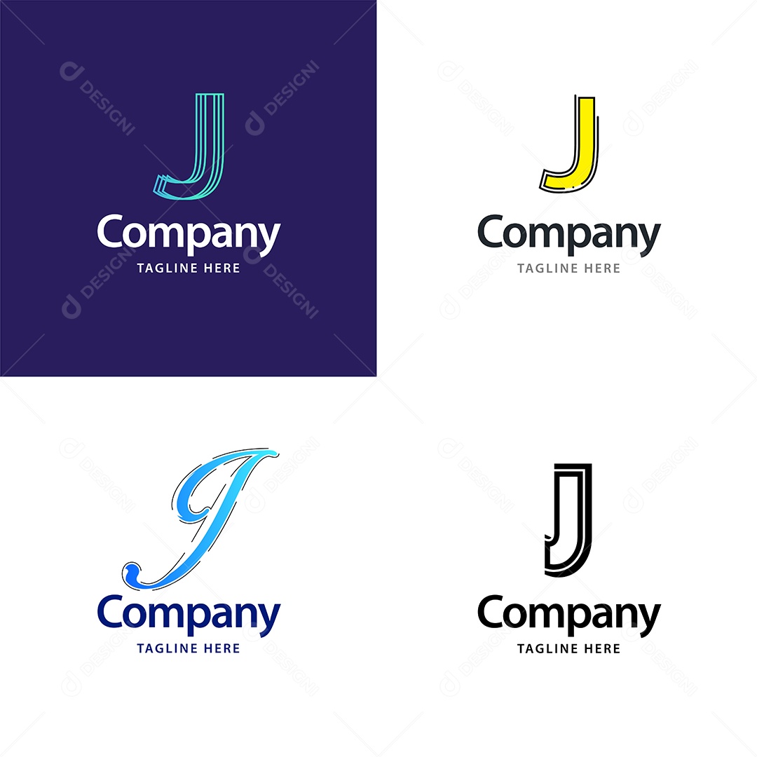 Logo J Personalizada Logotipos Modernos AI Editável