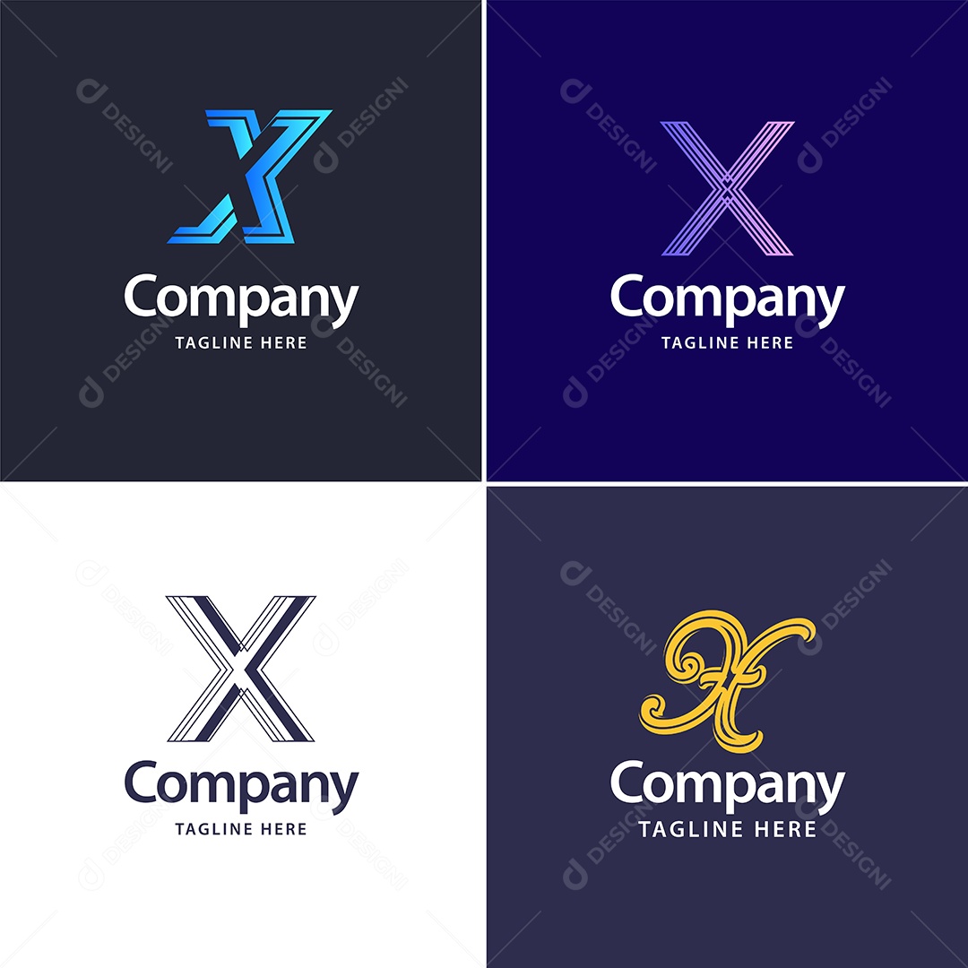 Logo X Personalizada Logotipos Modernos AI Editável