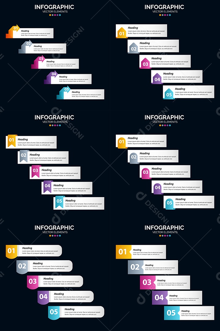 Conjunto de Infográficos Vetoriais Vetor EPS