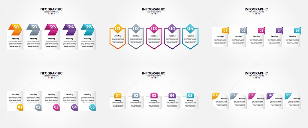 Conjunto de Infográficos Vetoriais Vetor EPS