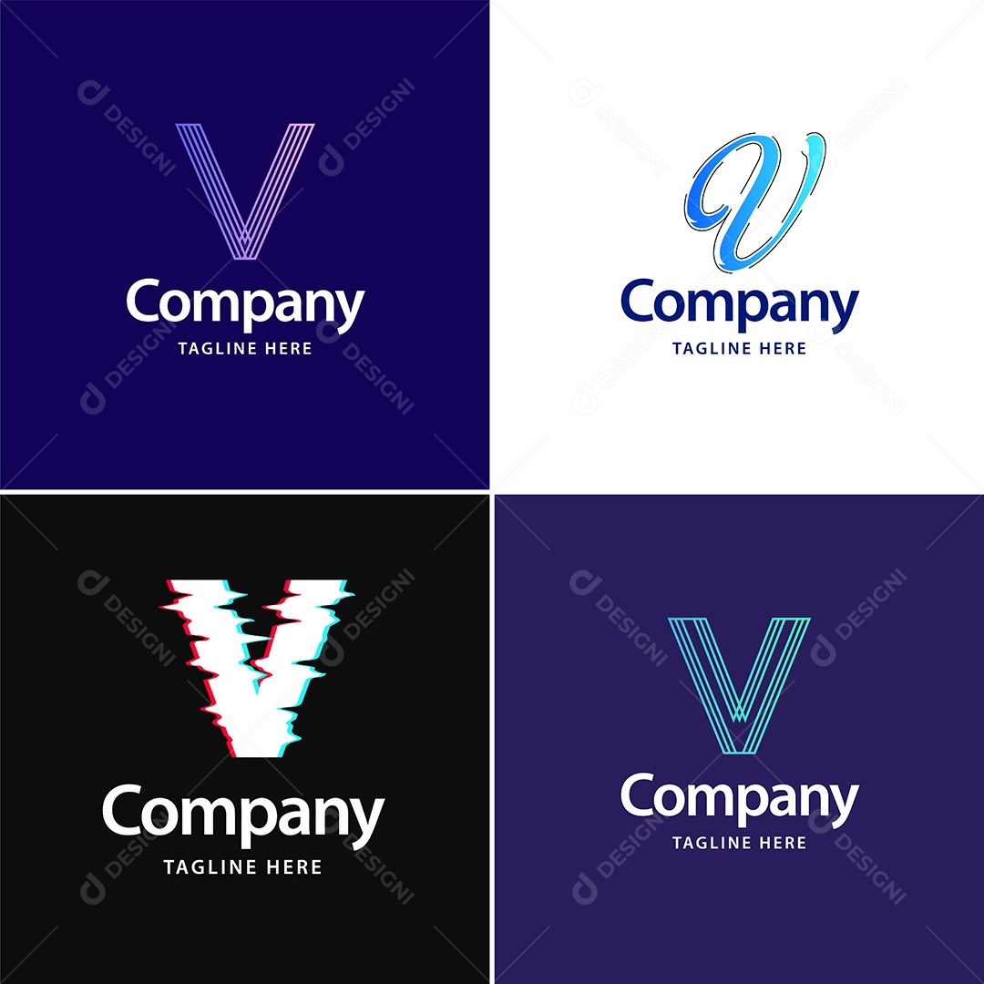 Logo V Personalizada Logotipos Modernos AI Editável
