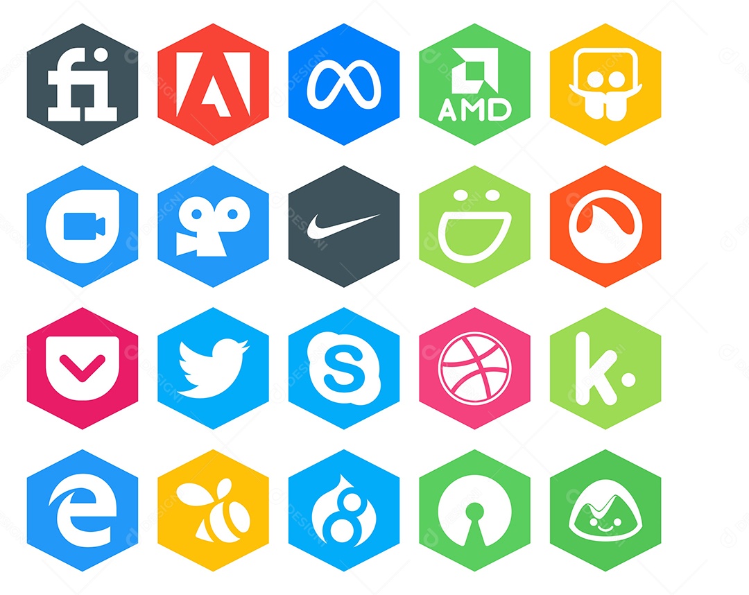 Pacote de ícones de Redes Sociais Vetor EPS