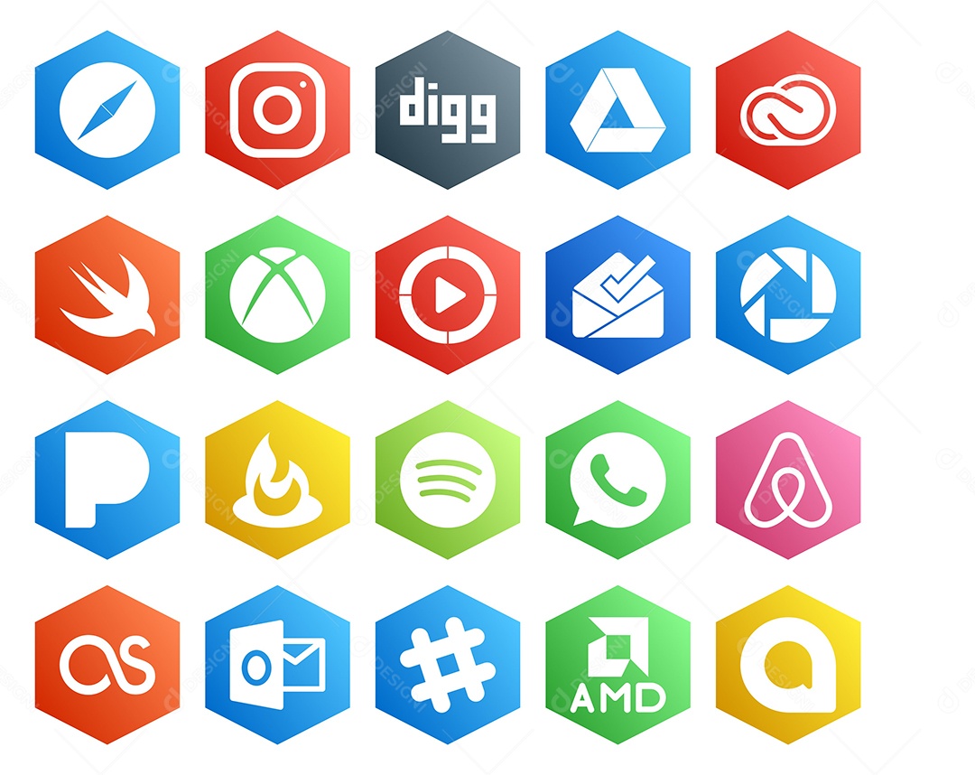 Pacote de ícones de Redes Sociais Vetor EPS