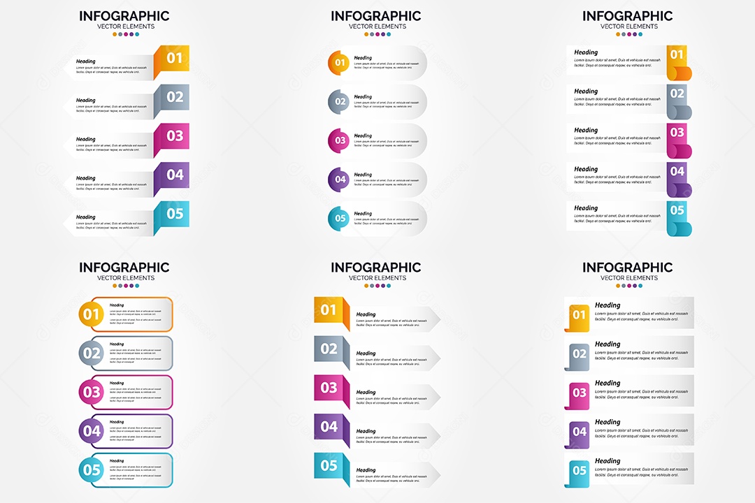 Conjunto de Infográficos Vetoriais Vetor EPS