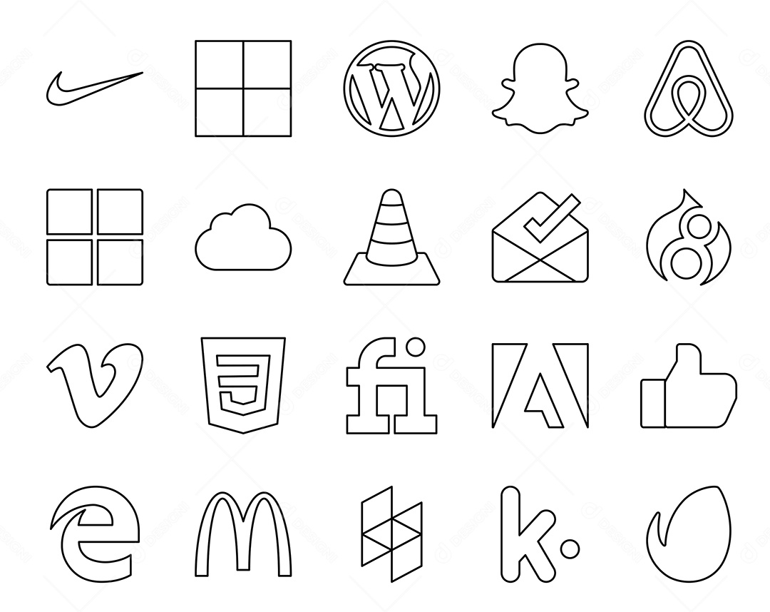 Pacote de ícones de Redes Sociais Vetor EPS