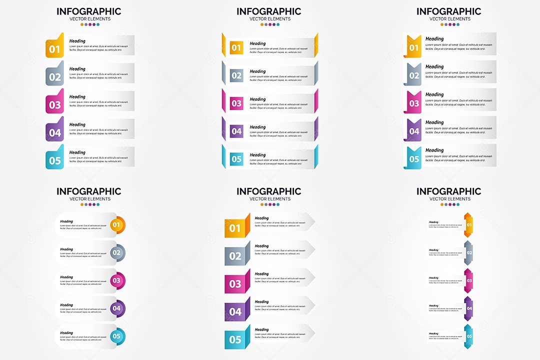 Conjunto de Infográficos Vetoriais Vetor EPS