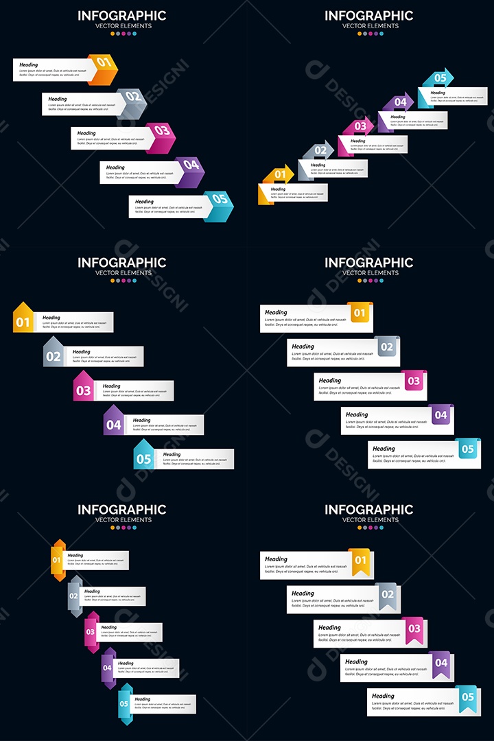 Conjunto de Infográficos Vetoriais Vetor EPS