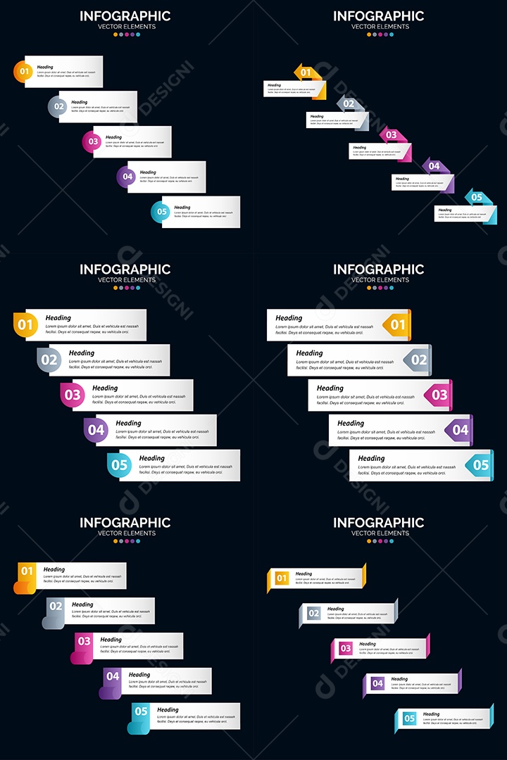 Conjunto de Infográficos Vetoriais Vetor EPS