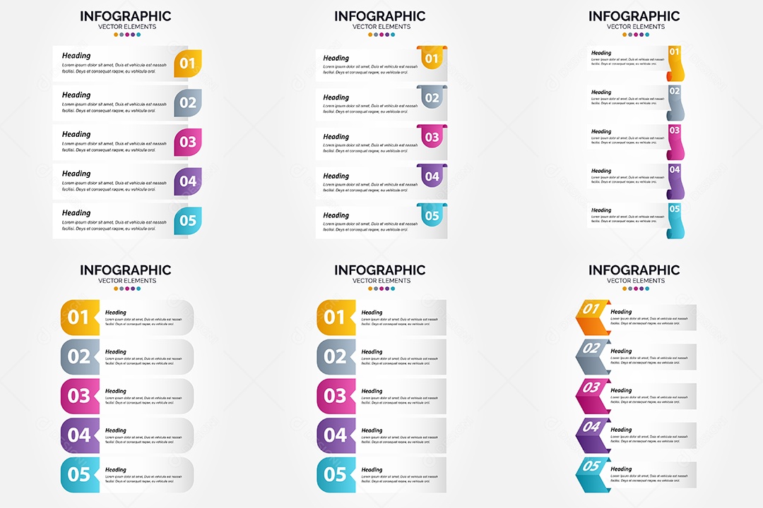 Conjunto de Infográficos Vetoriais Vetor EPS
