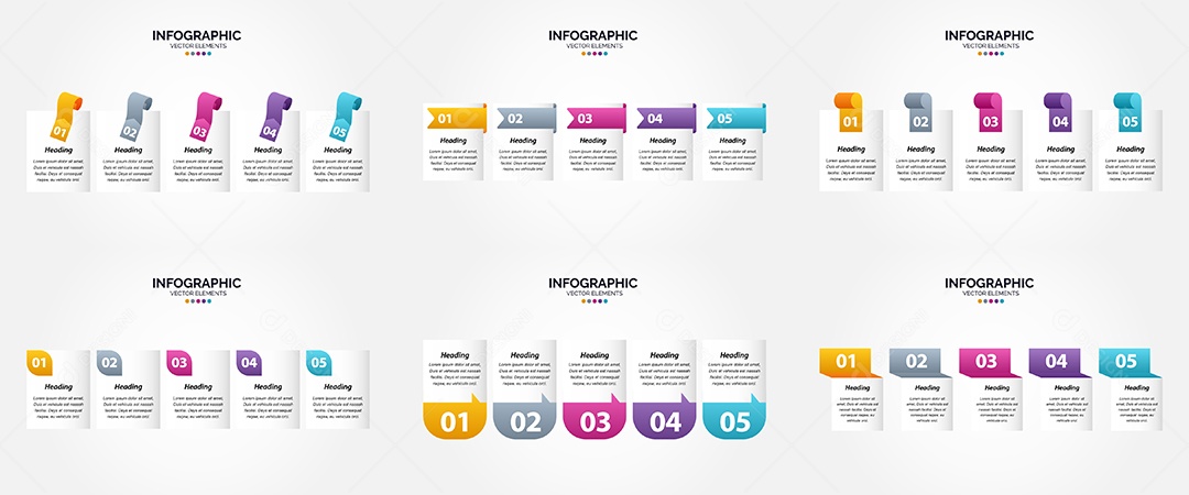 Conjunto de Infográficos Vetoriais Vetor EPS
