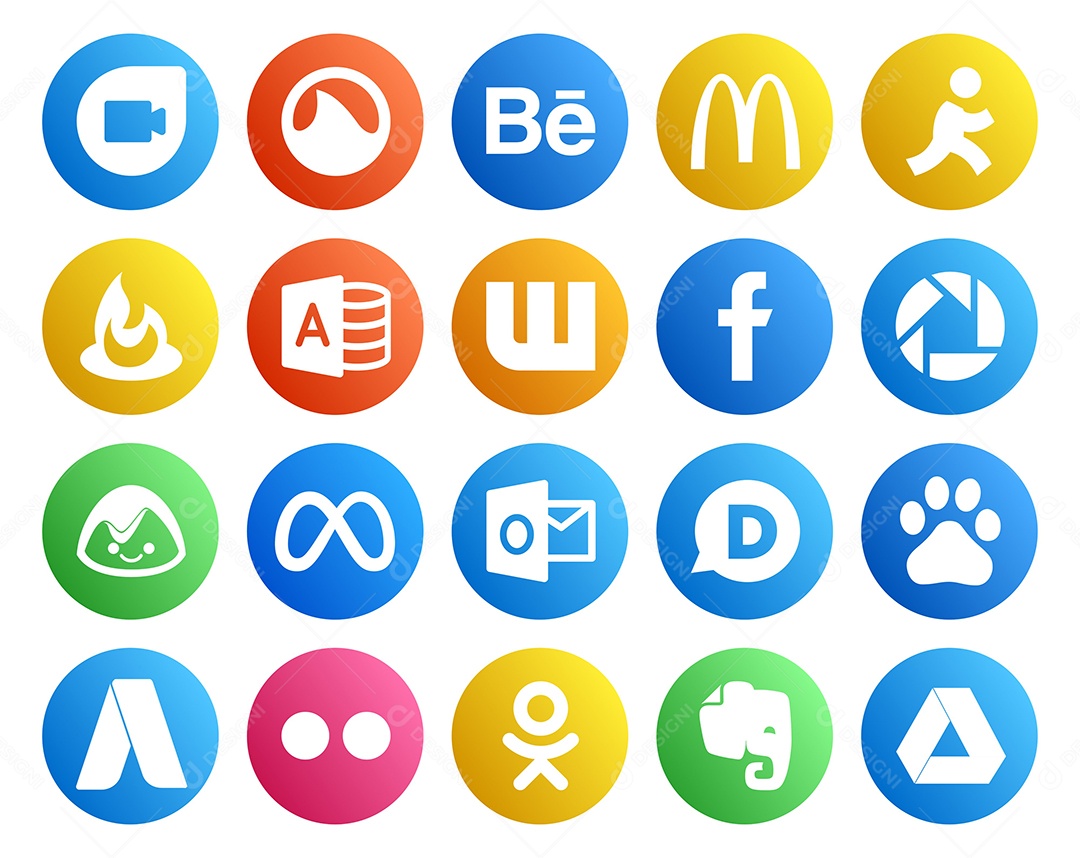 Pacote de ícones de Redes Sociais Vetor EPS