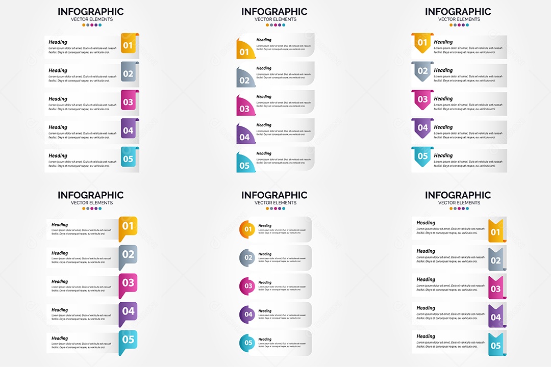 Conjunto de Infográficos Vetoriais Vetor EPS