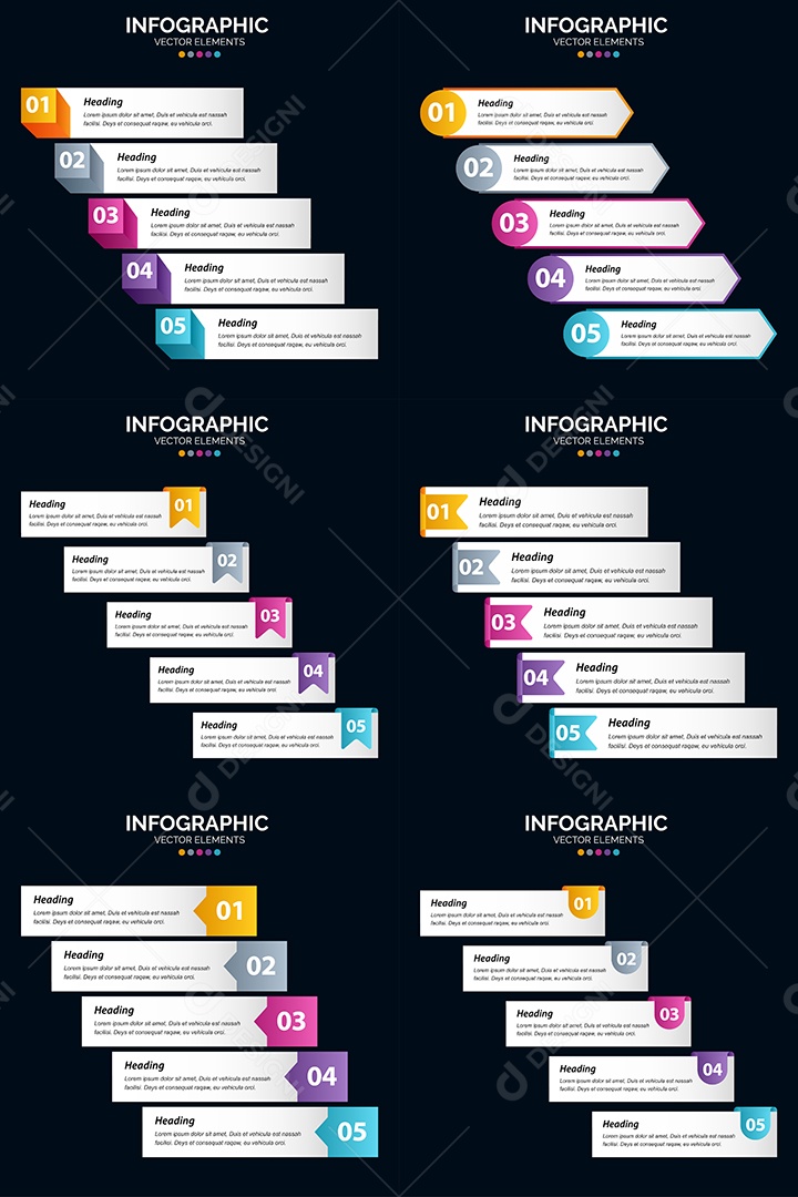 Conjunto de Infográficos Vetoriais Vetor EPS