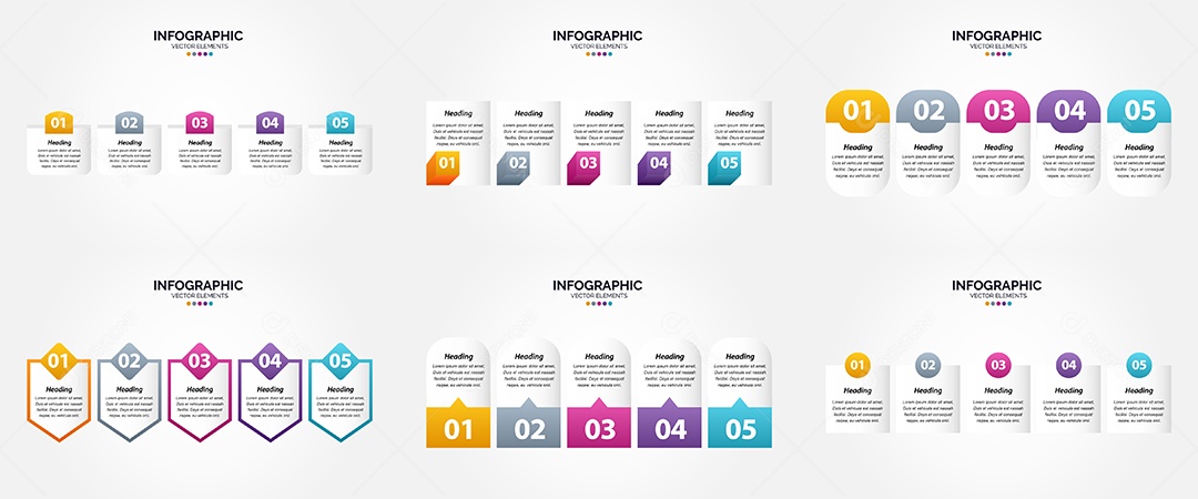 Conjunto de Infográficos Vetoriais Vetor EPS