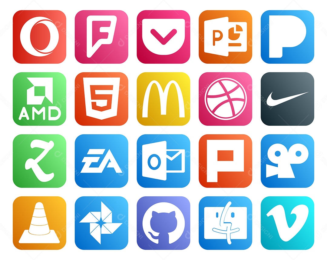 Pacote de ícones de Redes Sociais Vetor EPS