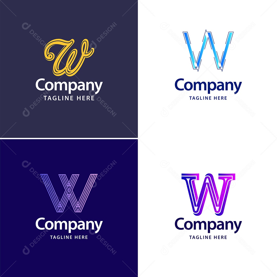 Logo W Personalizada Logotipos Modernos AI Editável