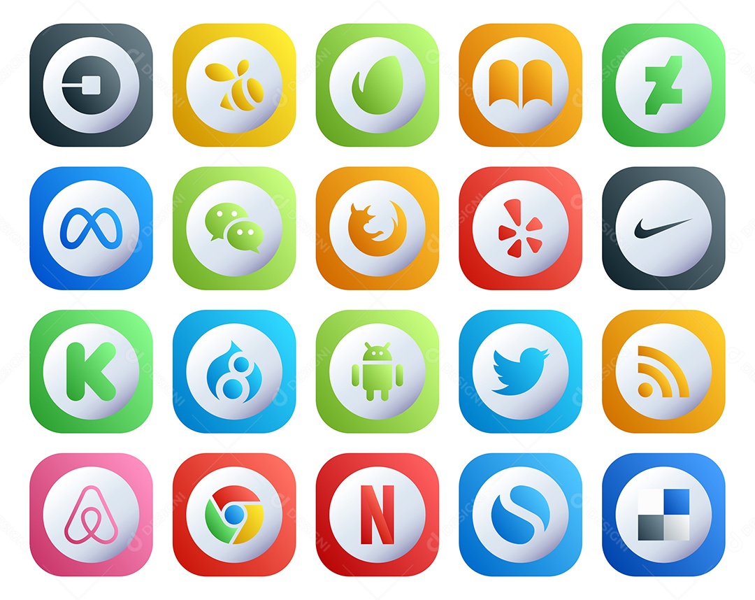 Pacote de ícones de Redes Sociais Vetor EPS