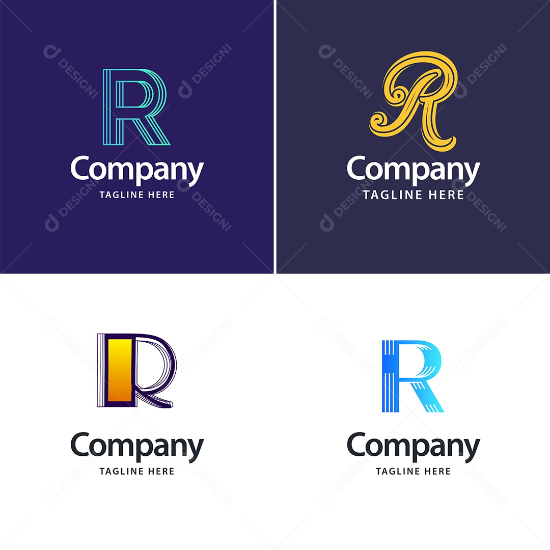Logo R Personalizada Logotipos Modernos AI Editável