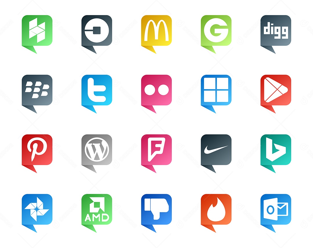 Pacote de ícones de Redes Sociais Vetor EPS