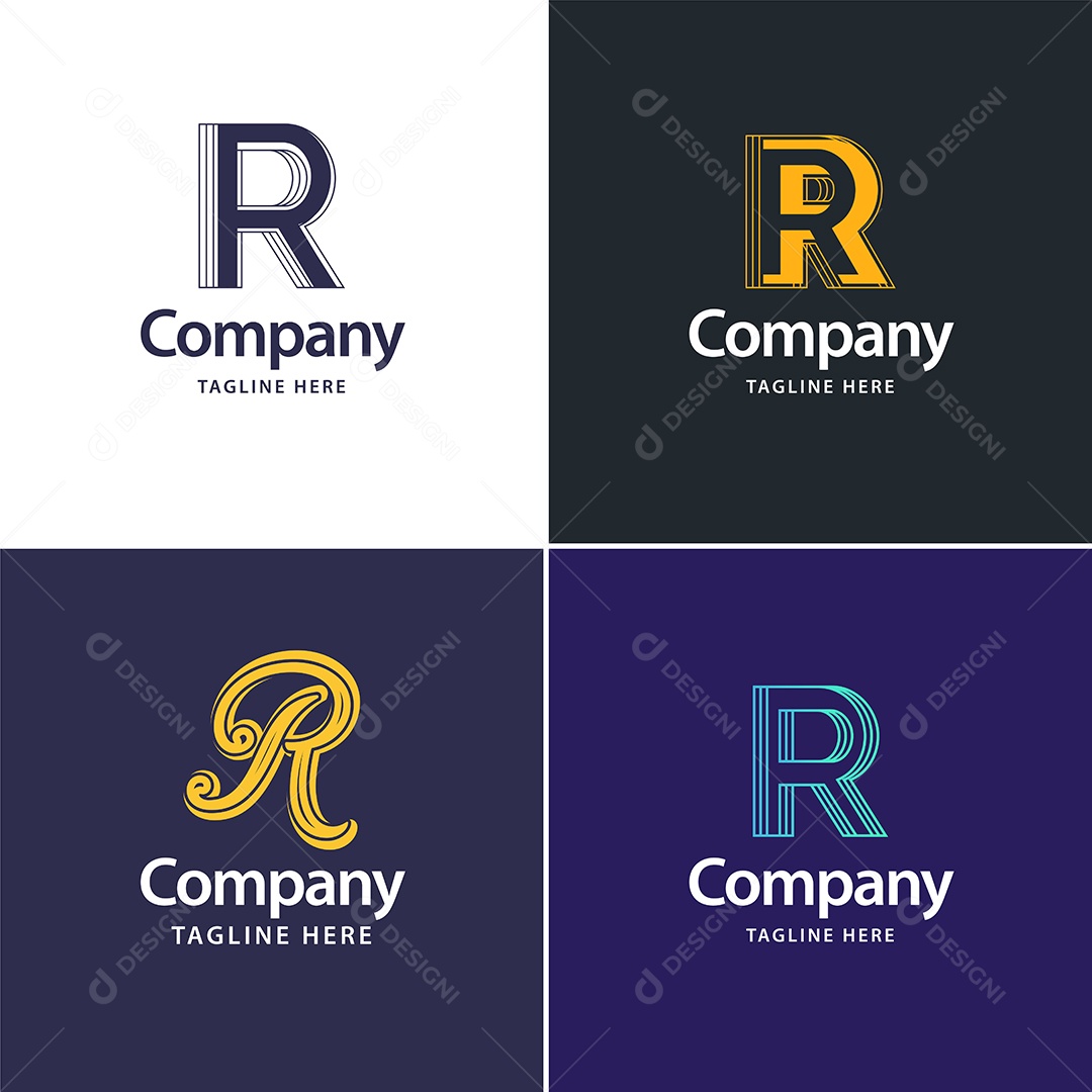 Logo R Personalizada Logotipos Modernos AI Editável