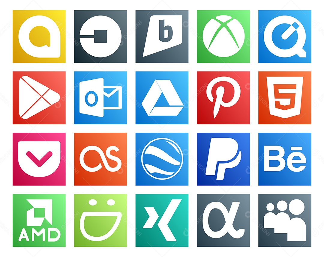 Pacote de ícones de Redes Sociais Vetor EPS