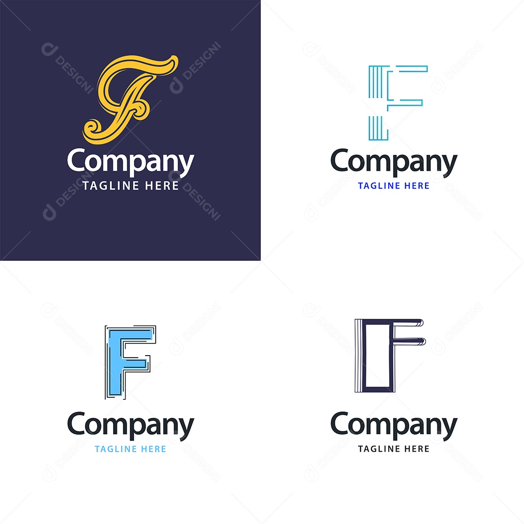 Logo F Personalizada Logotipos Modernos AI Editável