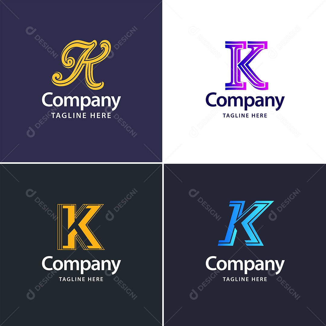 Logo K Personalizada Logotipos Modernos AI Editável