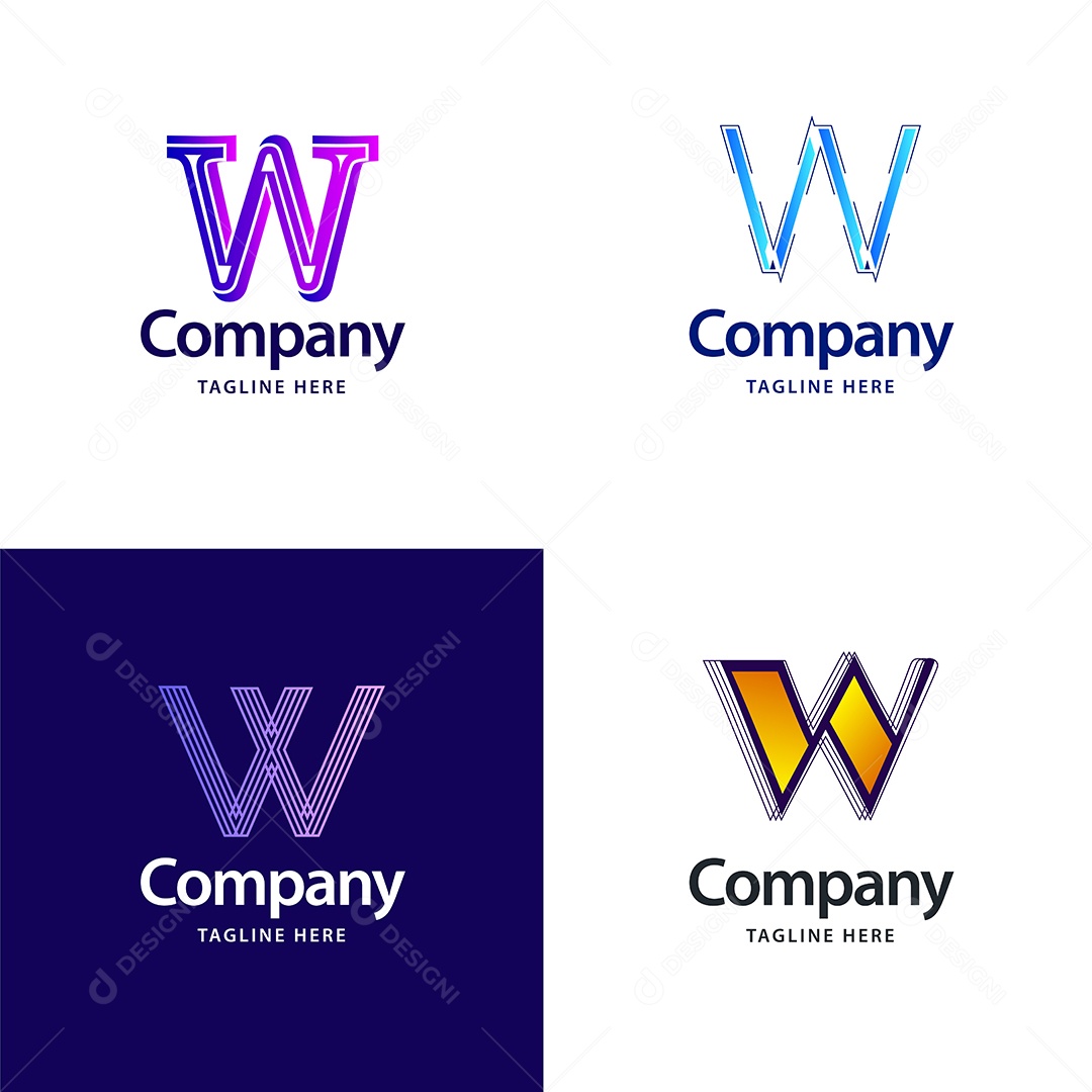 Logo W Personalizada Logotipos Modernos AI Editável