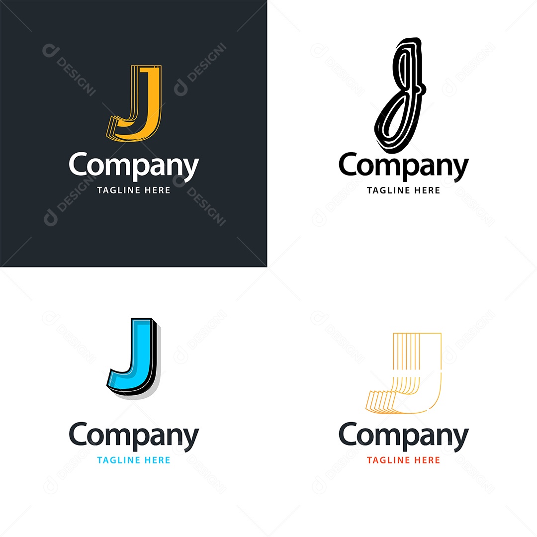 Logo J Personalizada Logotipos Modernos AI Editável