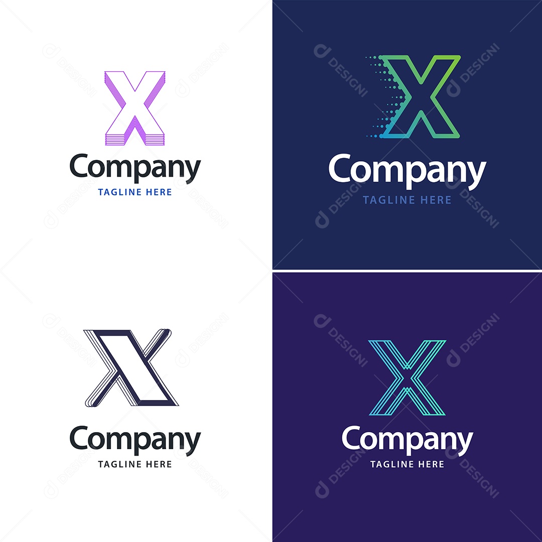 Logo X Personalizada Logotipos Modernos AI Editável