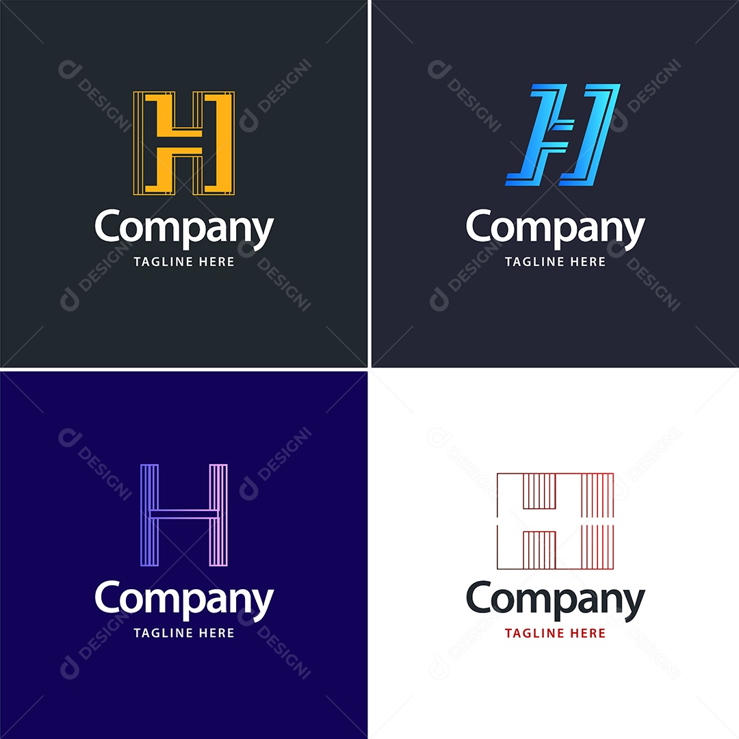Logo H Personalizada Logotipos Modernos AI Editável