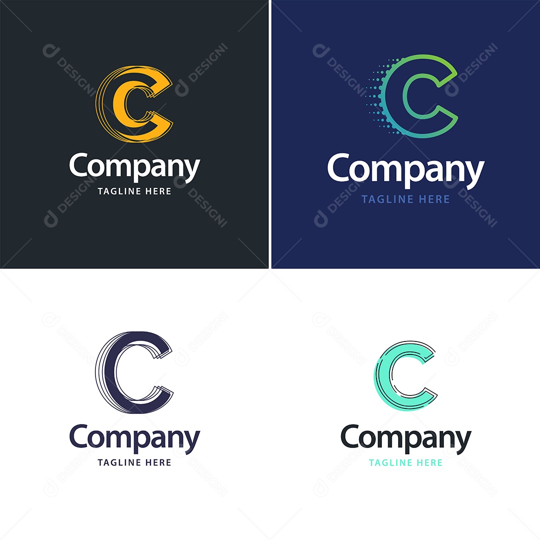 Logo C Personalizada Logotipos Modernos AI Editável