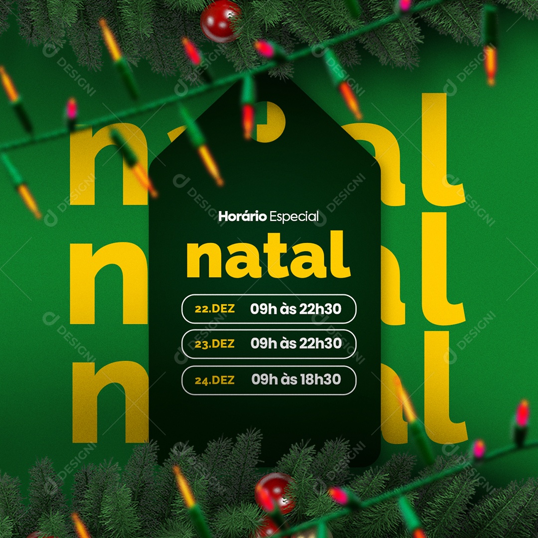 Horário Especial de Natal Feliz Natal Social Media PSD Editável