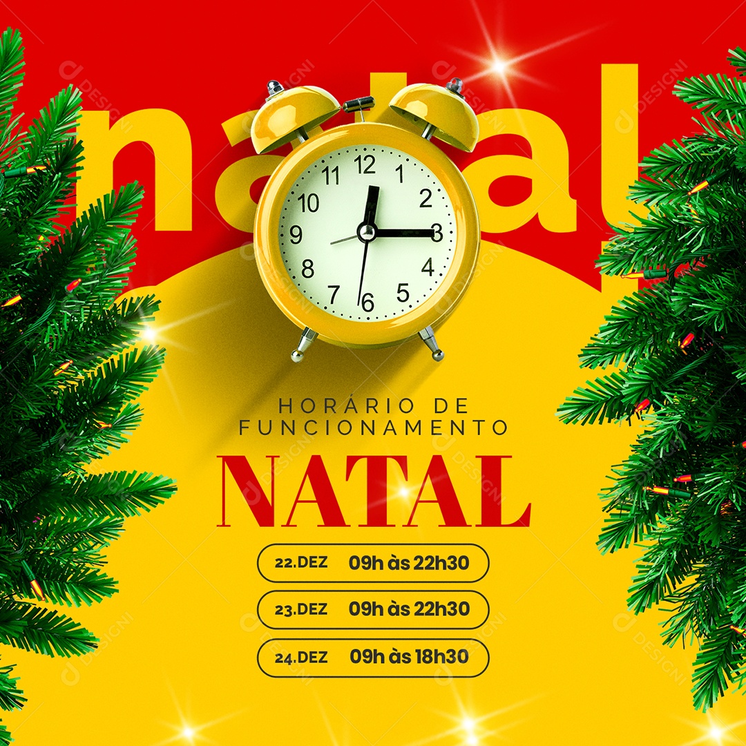 Horário de Funcionamento Feliz Natal Social Media PSD Editável