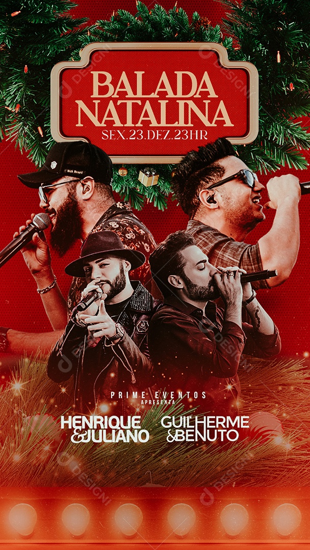 Story Balada Natalina Henrique & Juliano Guilherme & Benuto Flyer Social Media PSD Editável