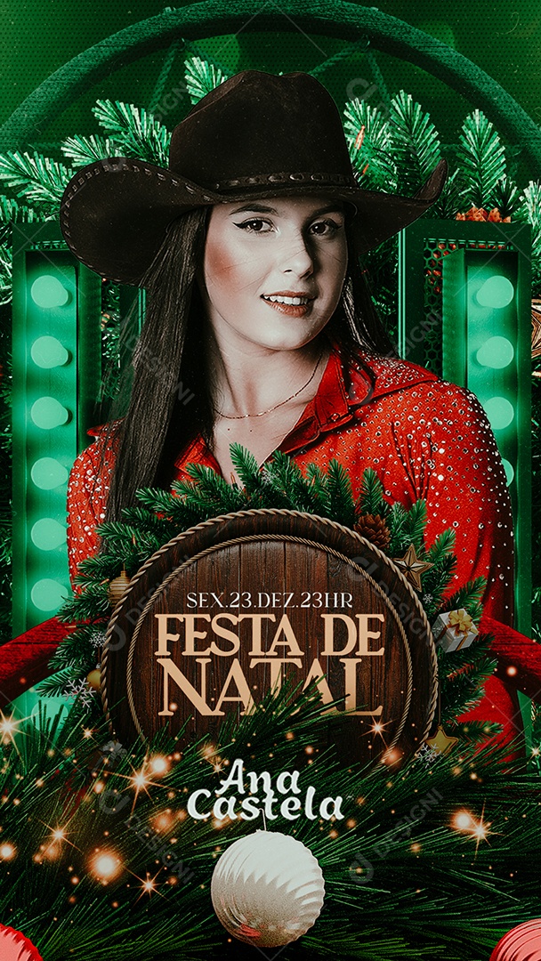 Story Festa de Natal Ana Castela Flyer Social Media PSD Editável
