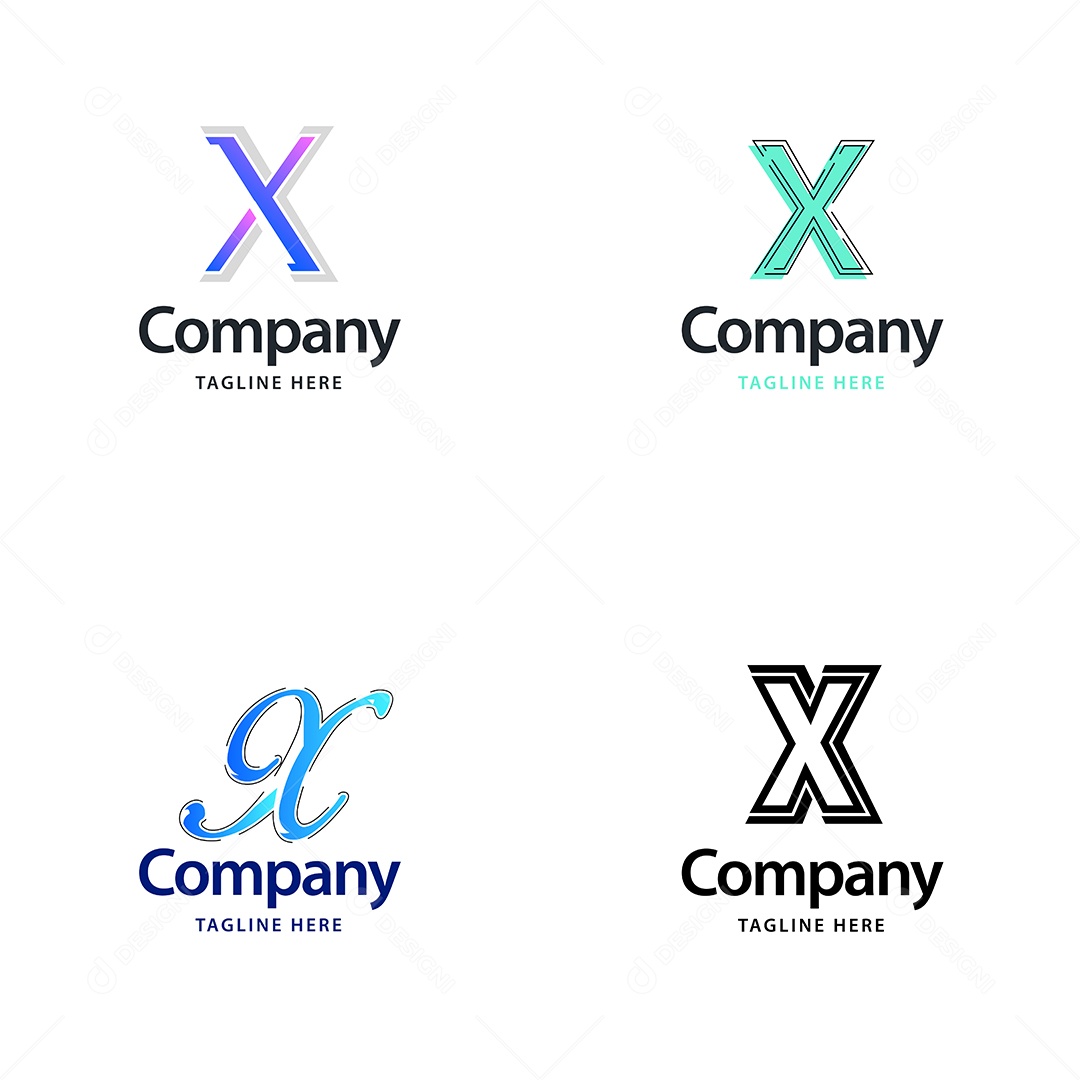 Logo X Personalizada Logotipos Modernos AI Editável