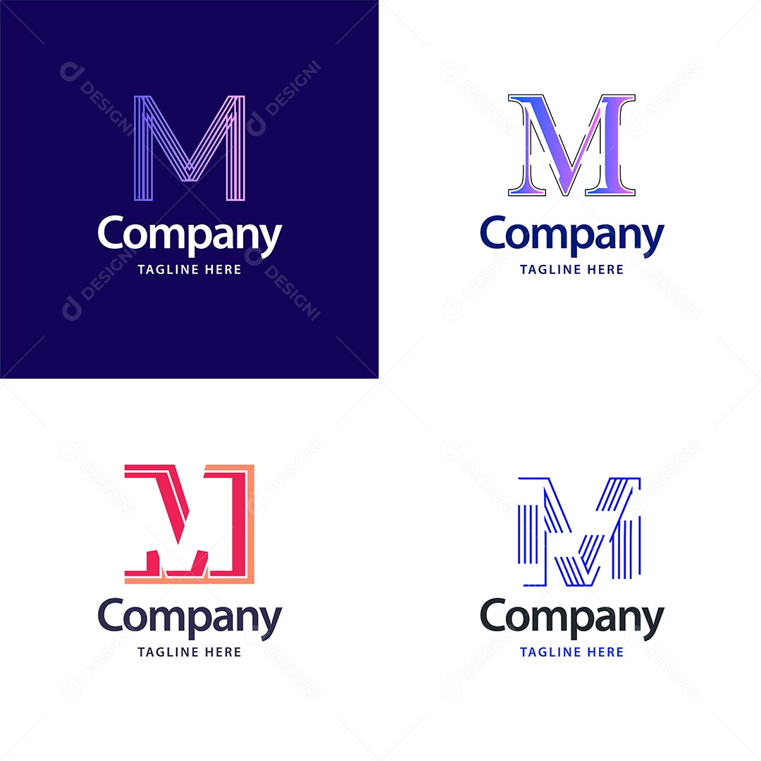 Logo M Personalizada Logotipos Modernos AI Editável