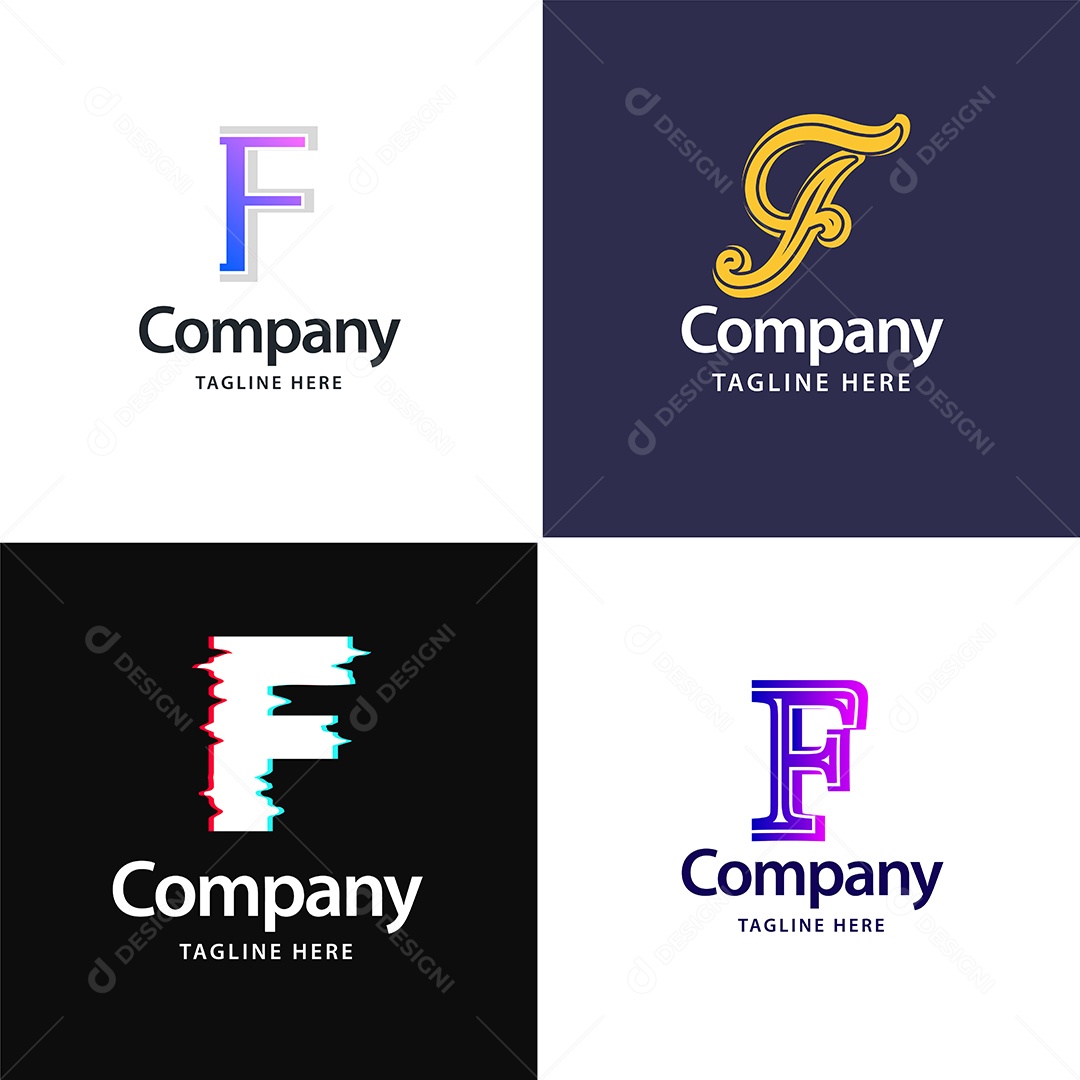 Logo F Personalizada Logotipos Modernos AI Editável