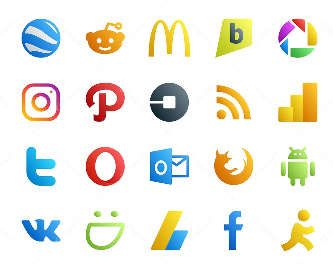 Pacote De Redes Sociais Coloridos Vetor EPS