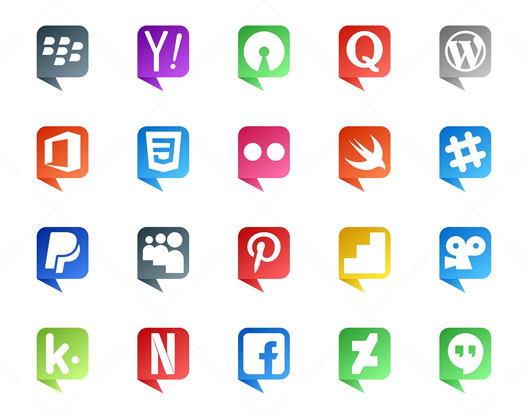 Pacote De Redes Sociais Coloridos Vetor EPS