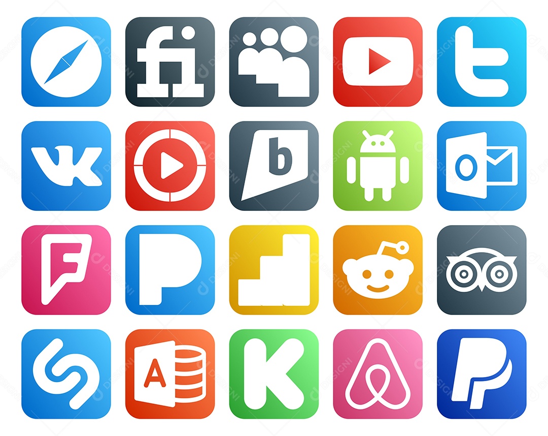 Pacote De Redes Sociais Coloridos Vetor EPS